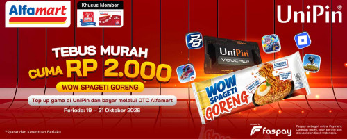Top Up Game Makin Hemat! Bayar via OTC Alfamart, Bisa Tebus WOW Spageti Goreng Cuma Rp2.000!